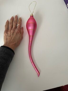 Ornament Pink Glass 11” Inch Teardrop Dangle